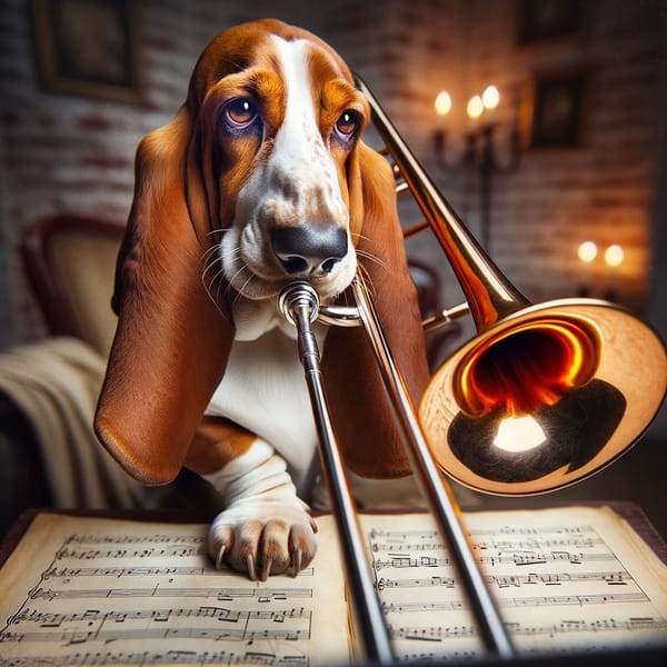 Dogs playing instruments